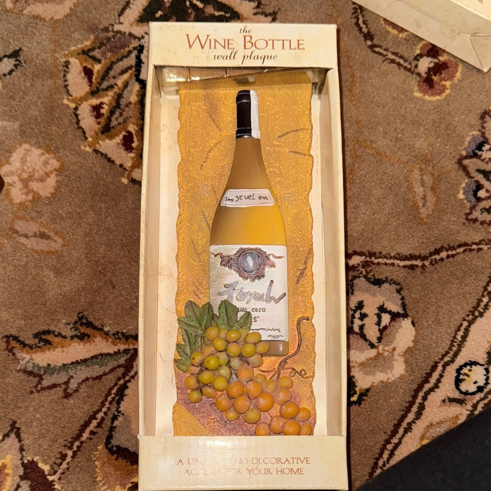 Wine Bottle Wall Plaques - Cream and Brown